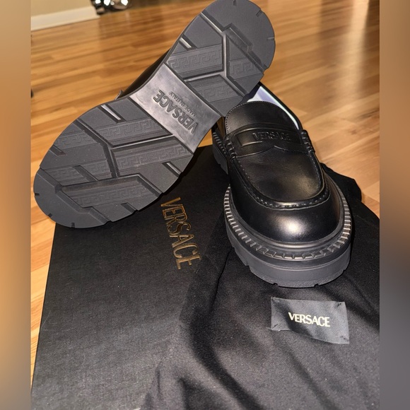 Authentic Versace Men's Elegant Black Slip-On Loafers